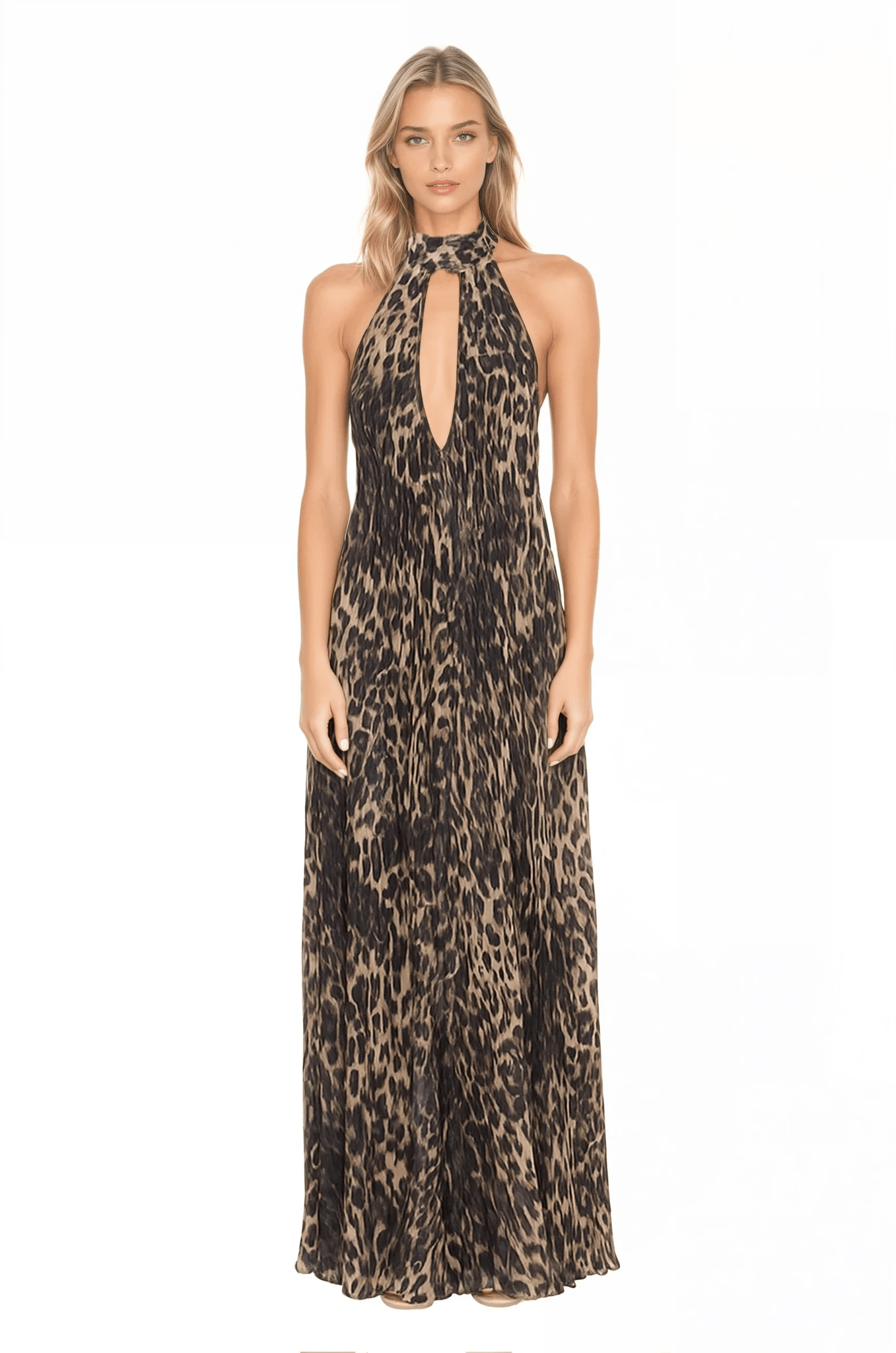 One33 Social - The Kaia Halter Gown - Leopard -