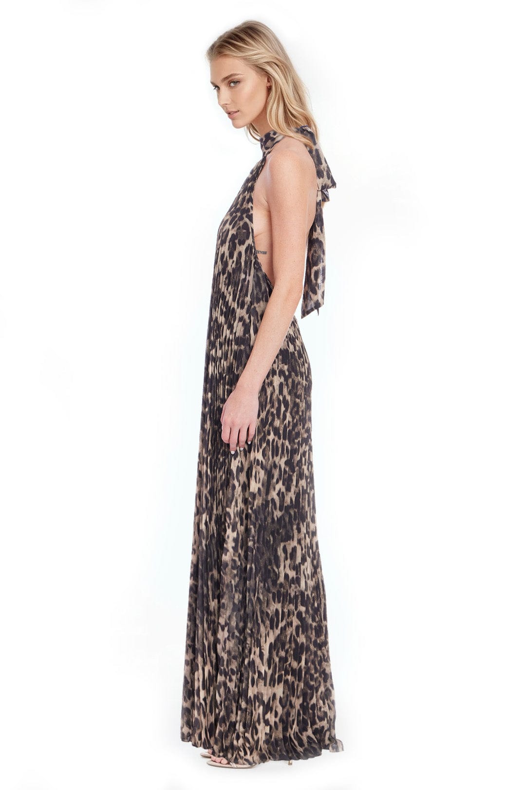 One33 Social - The Kaia Halter Gown - Leopard -