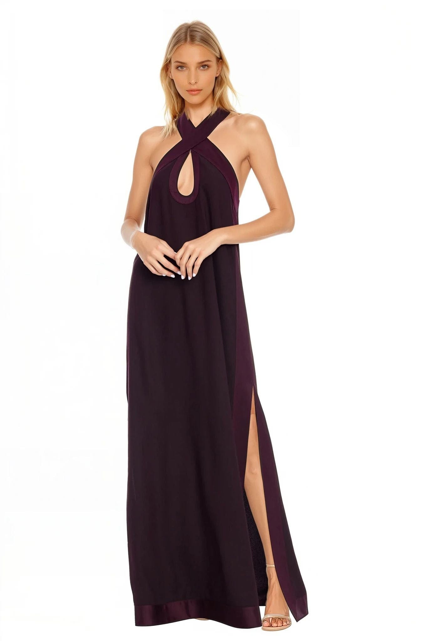 One33 Social - The Liana Halter Gown - Plum -