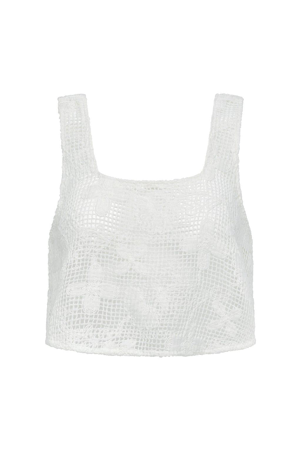 Montce - Margarita Floral Lace Square Neck Crop Top -