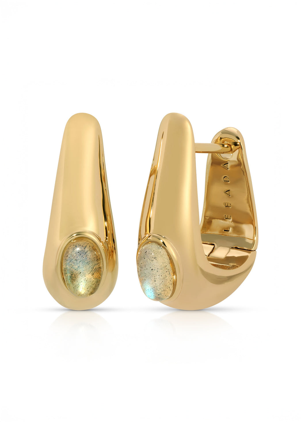 Leeada - Reve Gem Hoops - Moonstone/Gold -