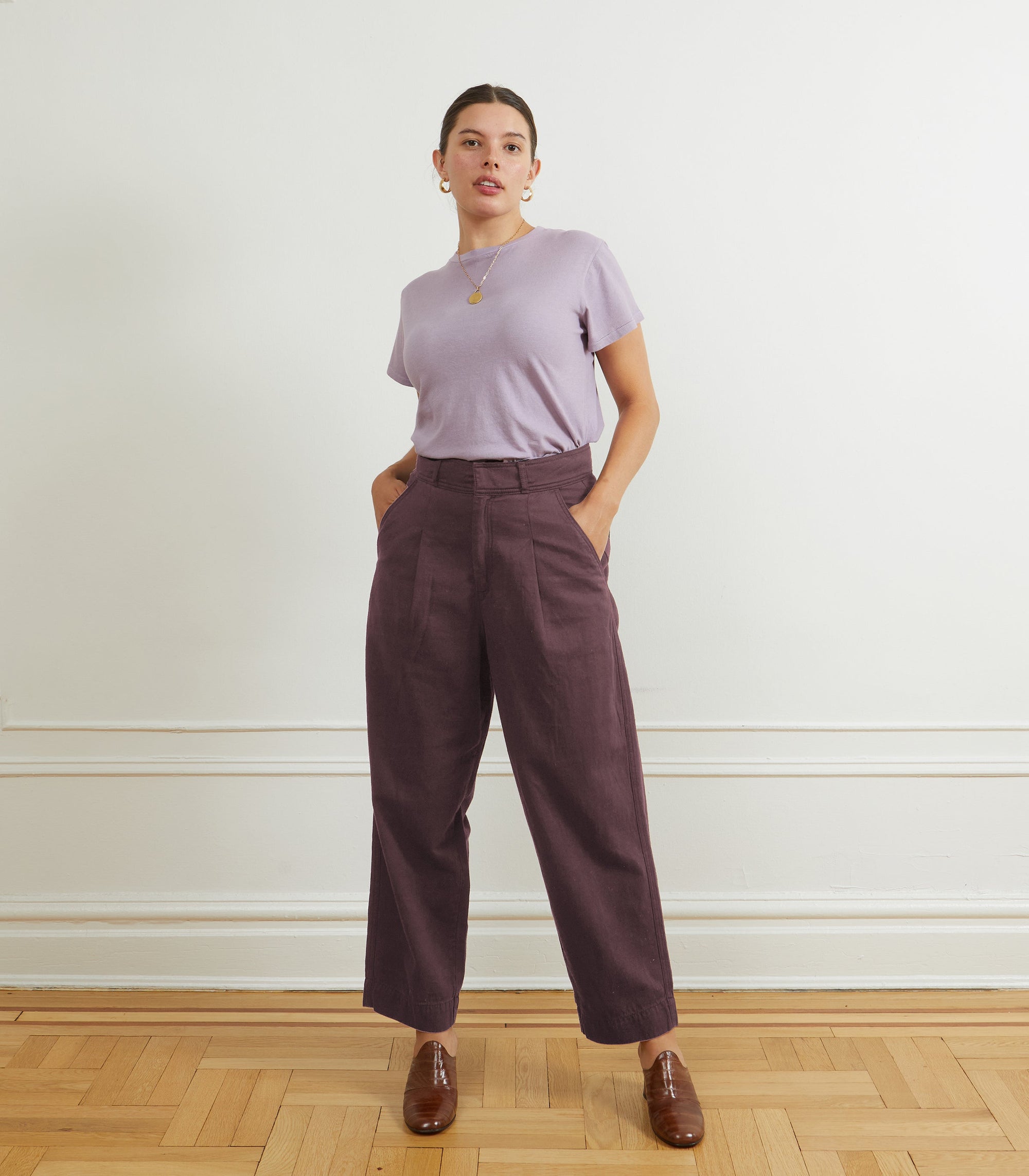 Loup - Elaine Pleated Tapered Trousers - Mauve -