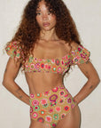 Montce - Mazzy Floral Added Coverage High Rise Bikini Bottom -