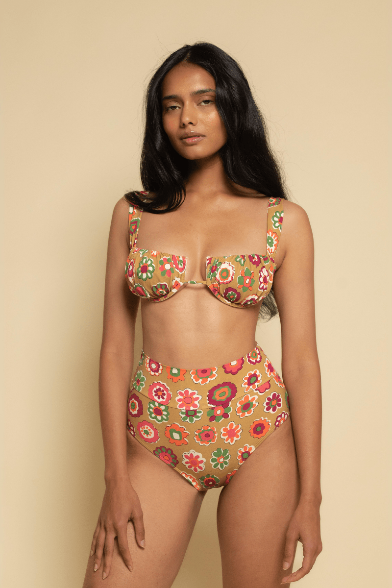 Montce - Mazzy Floral Added Coverage High Rise Bikini Bottom -