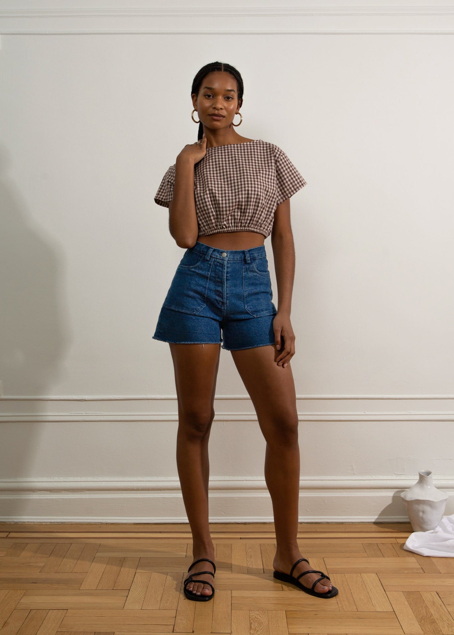 Loup - Simone High Waist Shorts - Washed Indigo -