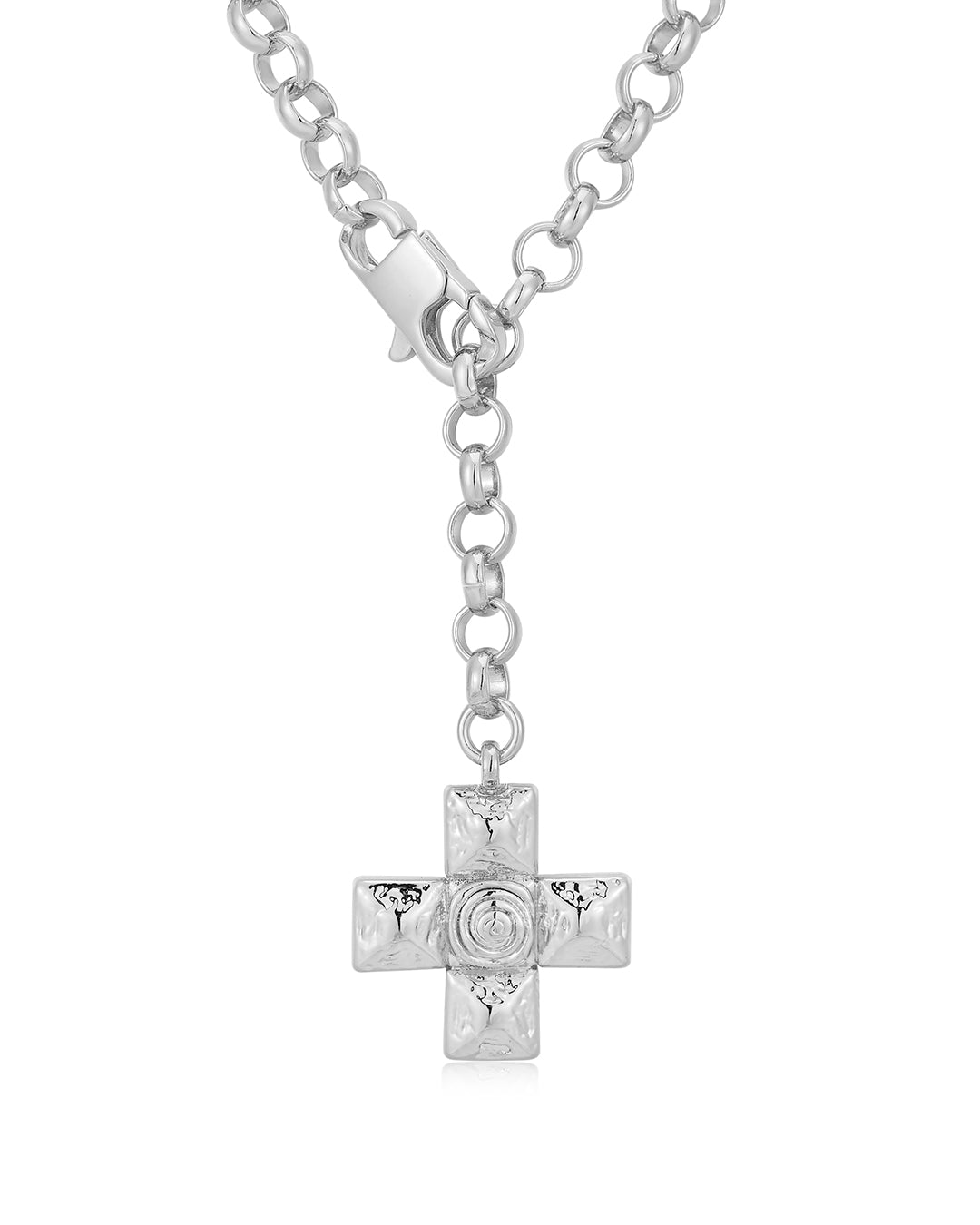 Luv Aj - Molten Cross Pendant Necklace- Silver -