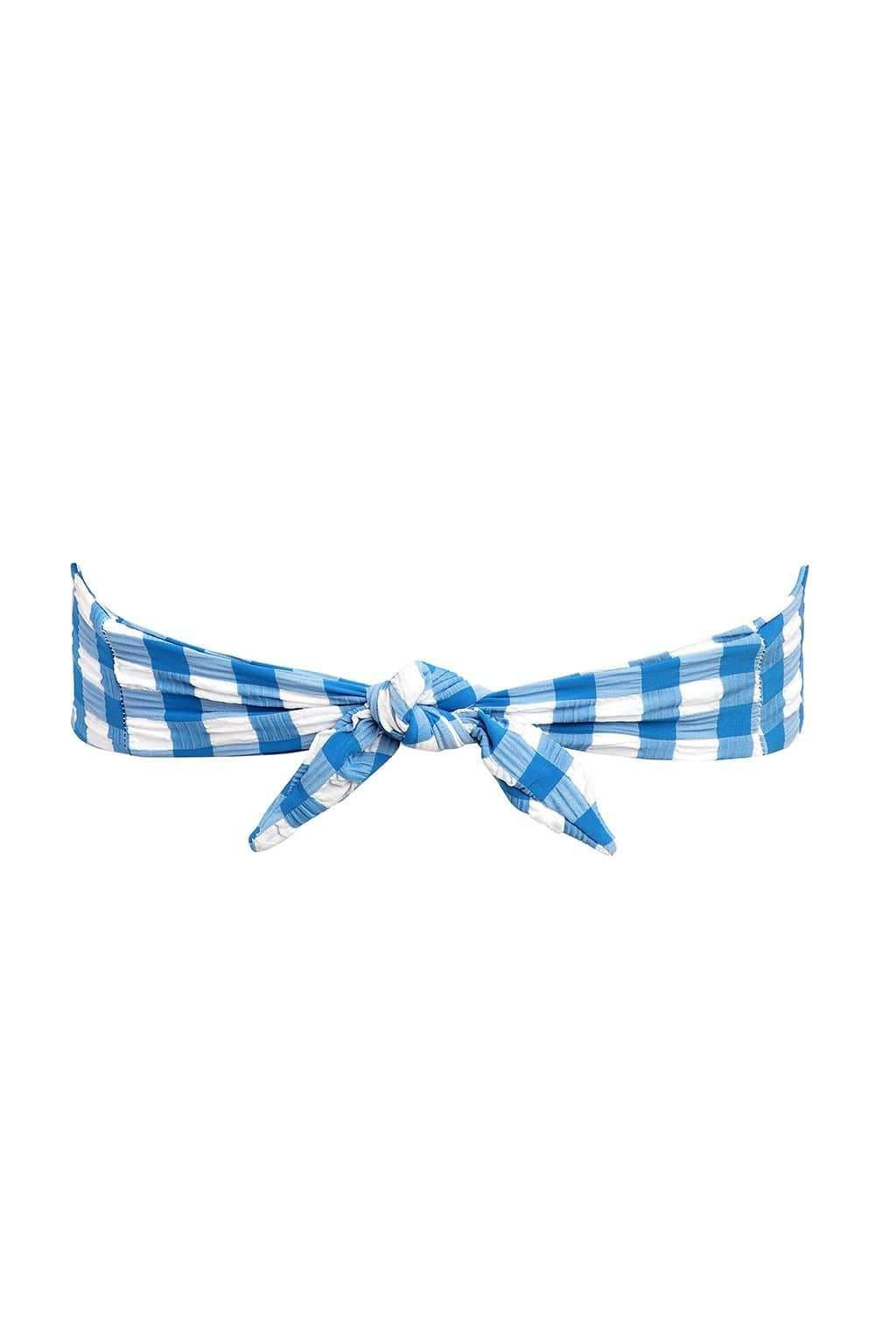 Montce - Blue Gingham Tori Ties Bandeau Bikini Top -
