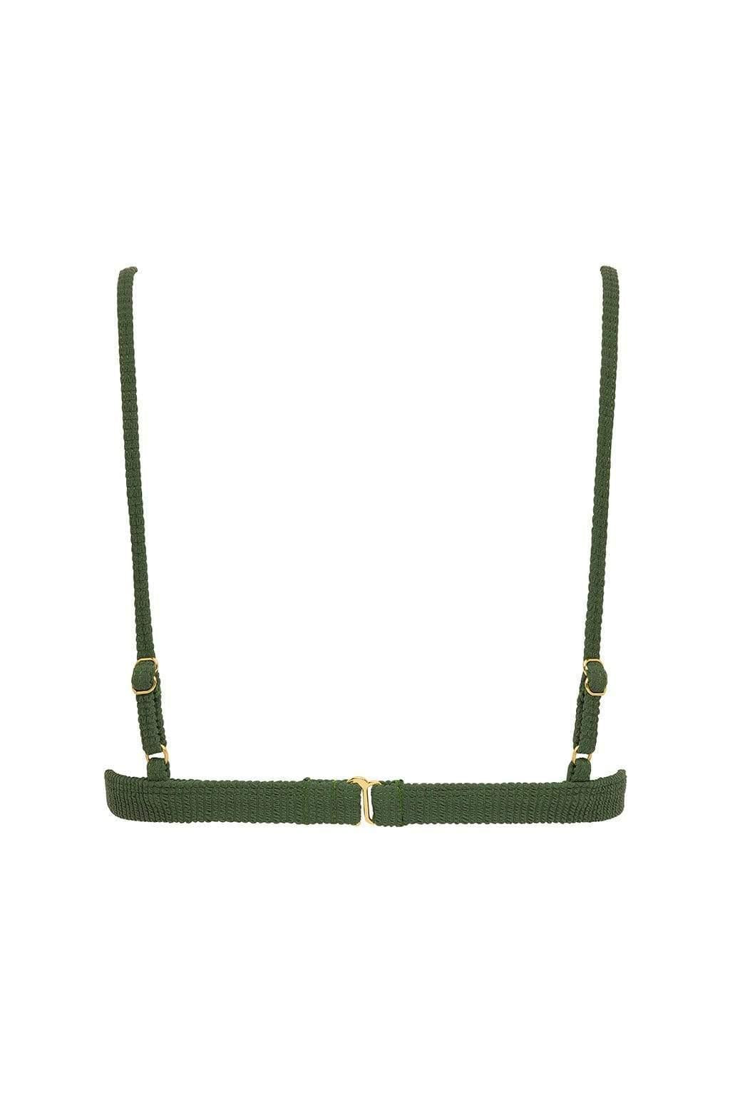 Montce - Olive Micro Scrunch Hunter Triangle Bikini Top -