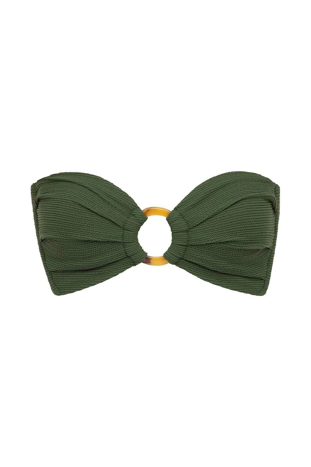 Montce - Olive Micro Scrunch Tori Bandeau Bikini Top -