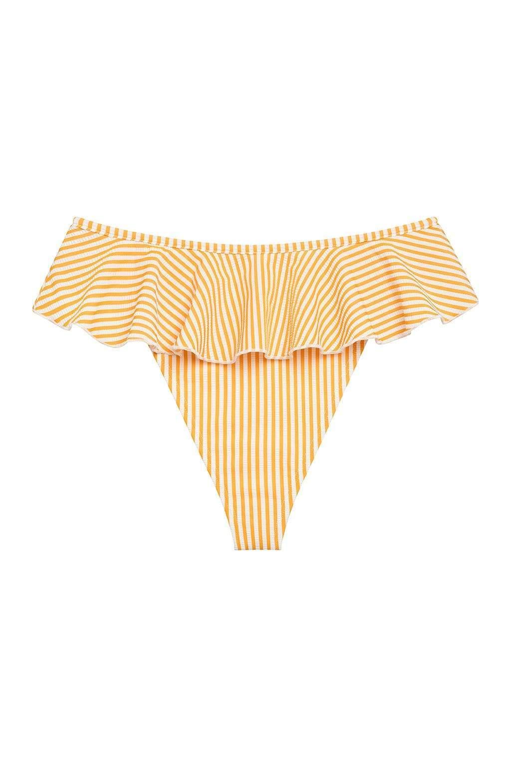 Montce - Canary Stripe Tamarindo Ruffle Bikini Bottom -