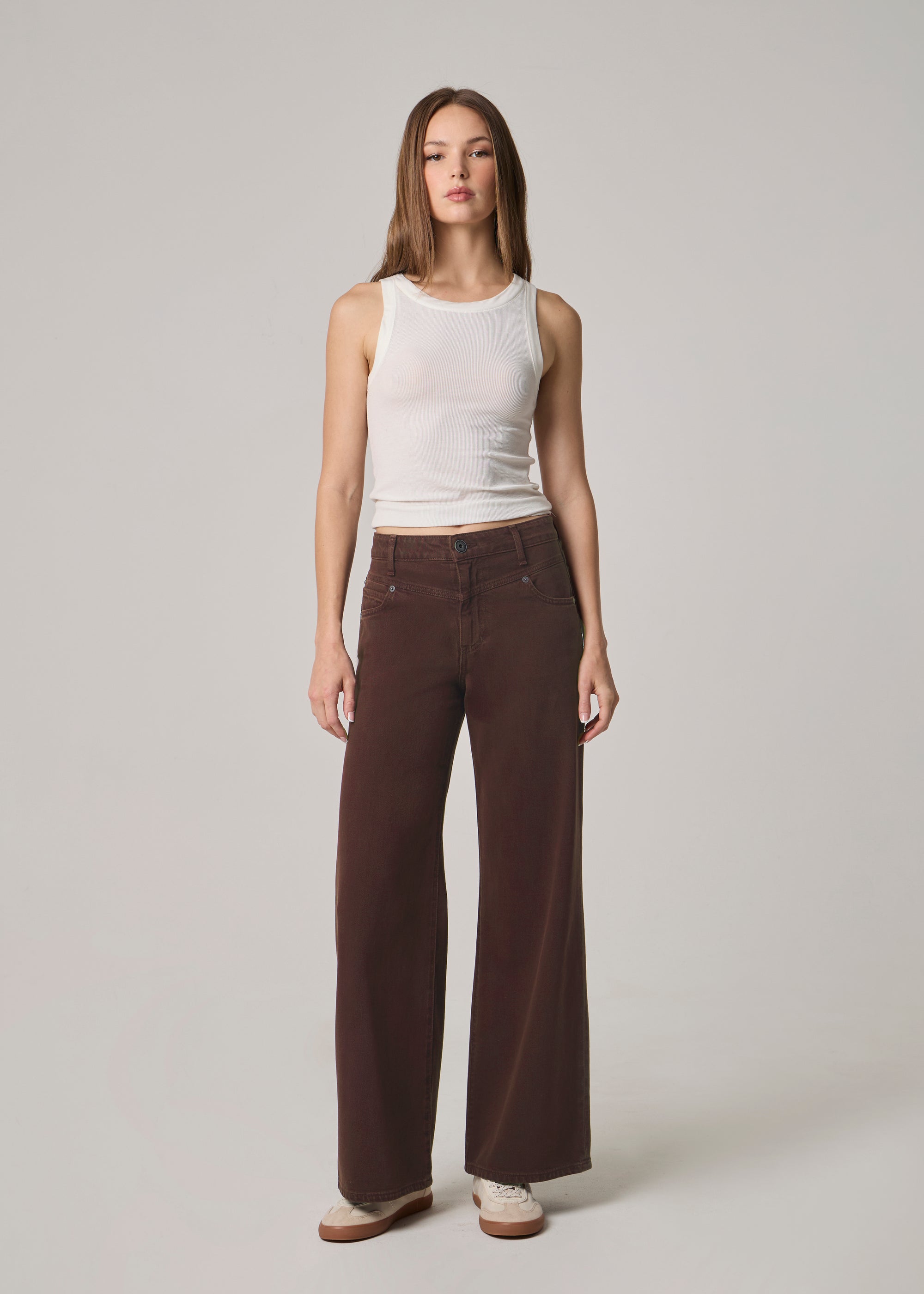 Edyson - Conrad High Rise Long Wide Leg Jeans - Chocolate -
