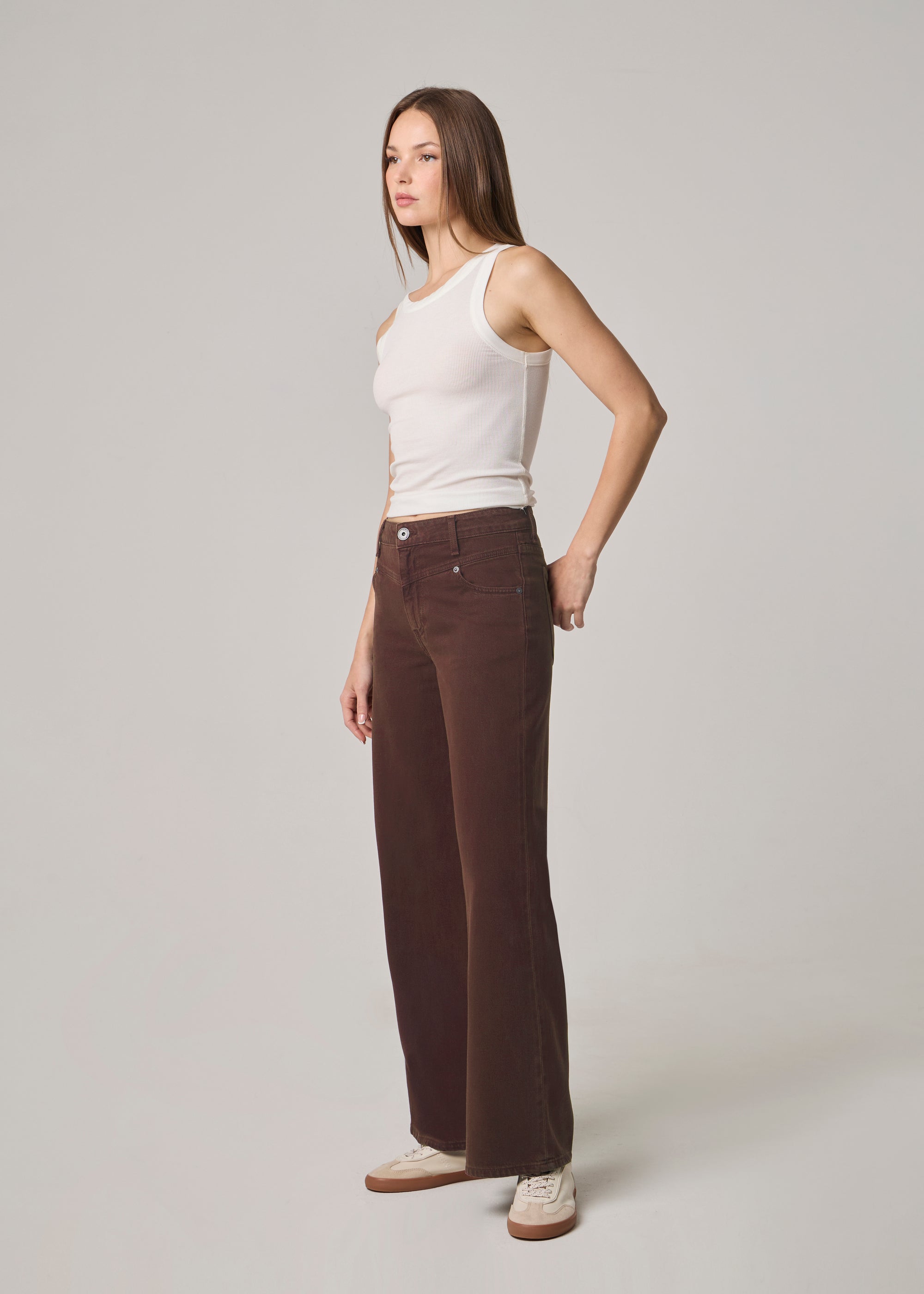 Edyson - Conrad High Rise Long Wide Leg Jeans - Chocolate -