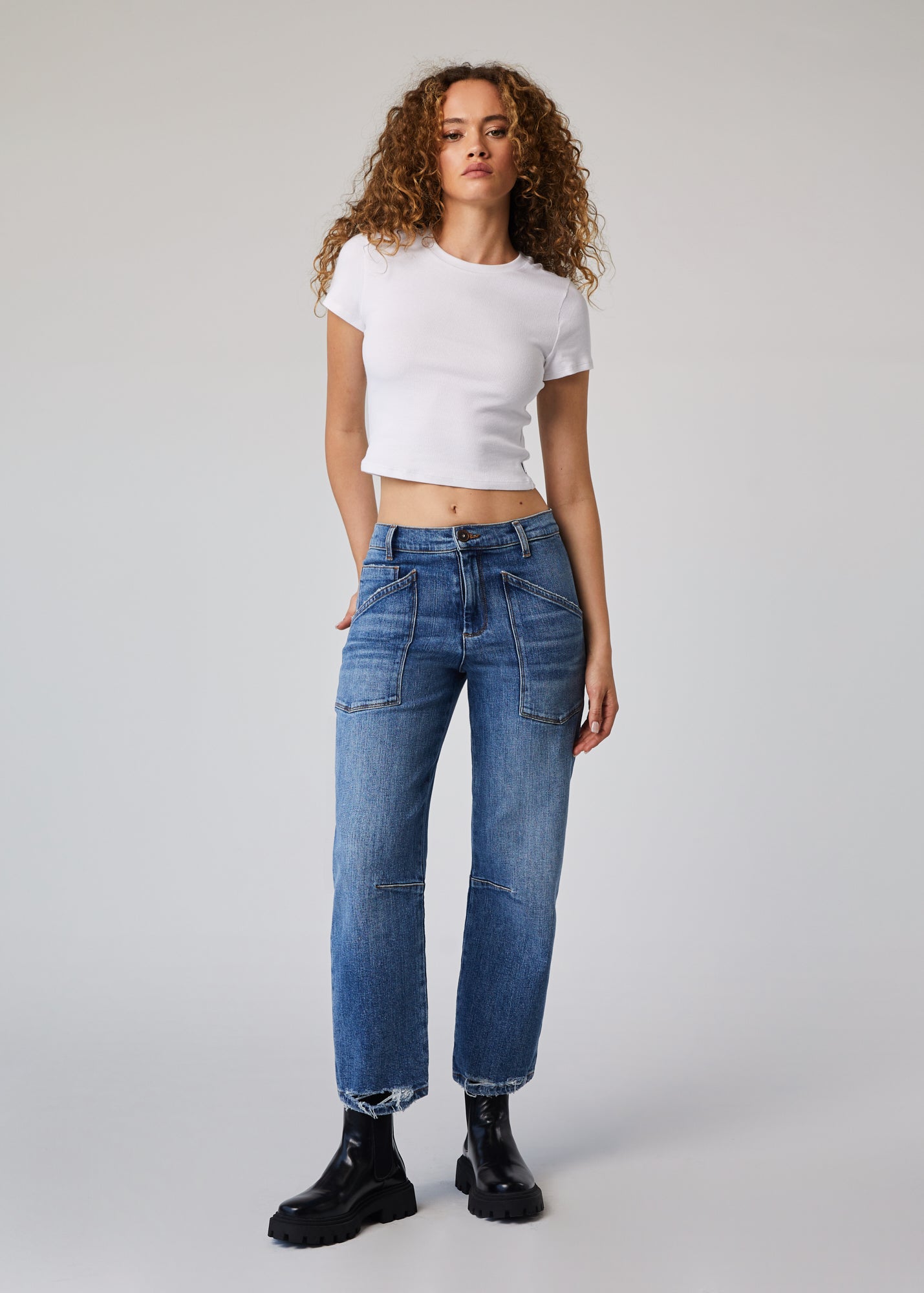 Edyson - Jack High Rise Curved Straight Jeans - Medium Bayshore -