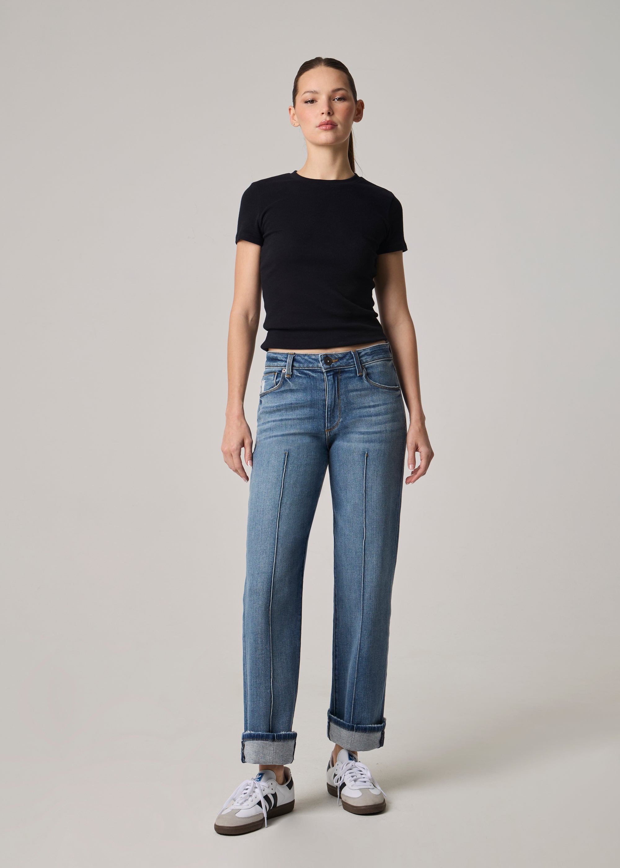 Edyson - Vincent High Rise Cuffed Wide Leg Jeans - Medium Denny -