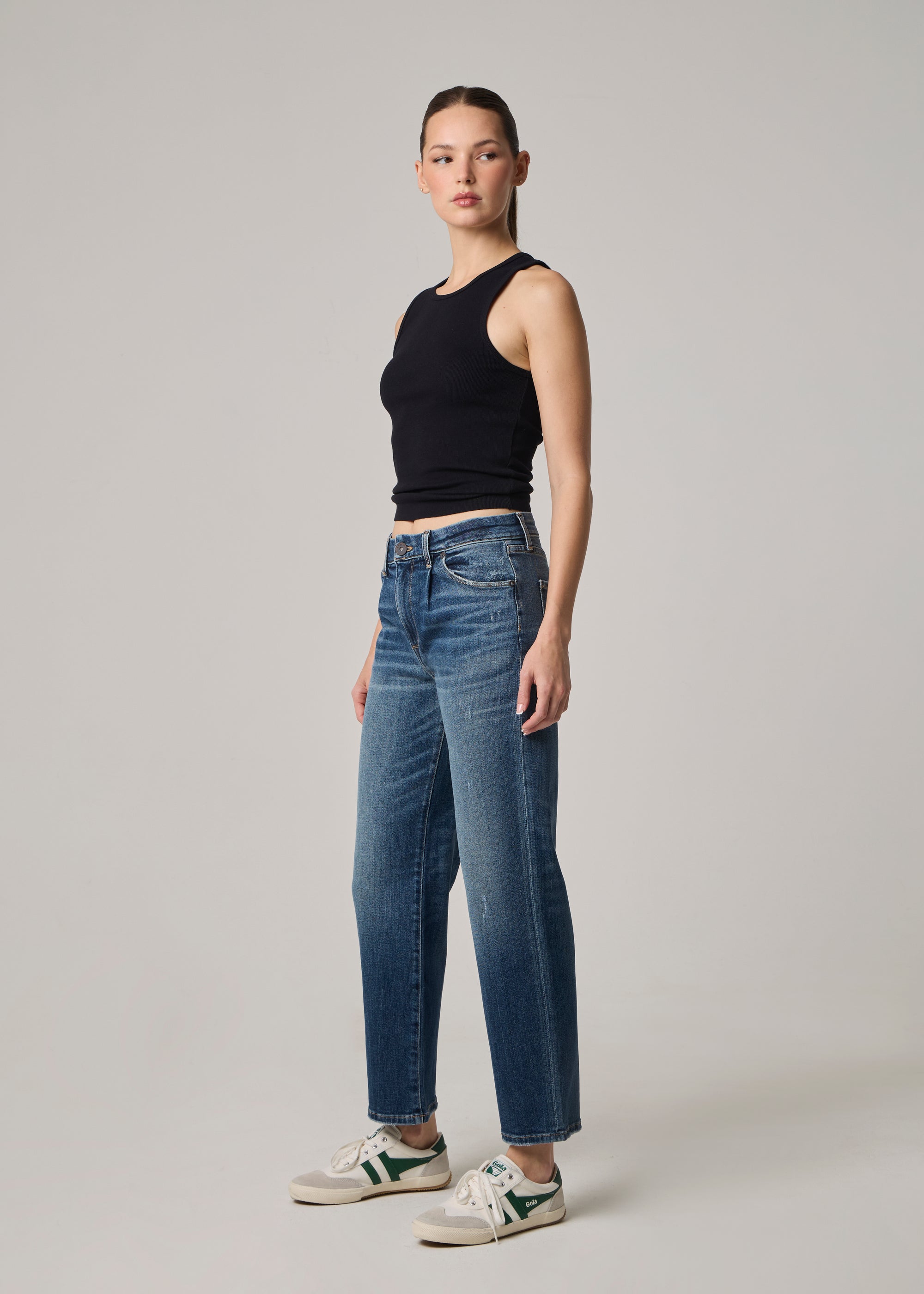 Edyson - Olivier Pleated High Rise Long Baggy Straight Jeans - Dark Rivoli -