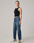 Edyson - Olivier Pleated High Rise Long Baggy Straight Jeans - Dark Rivoli -