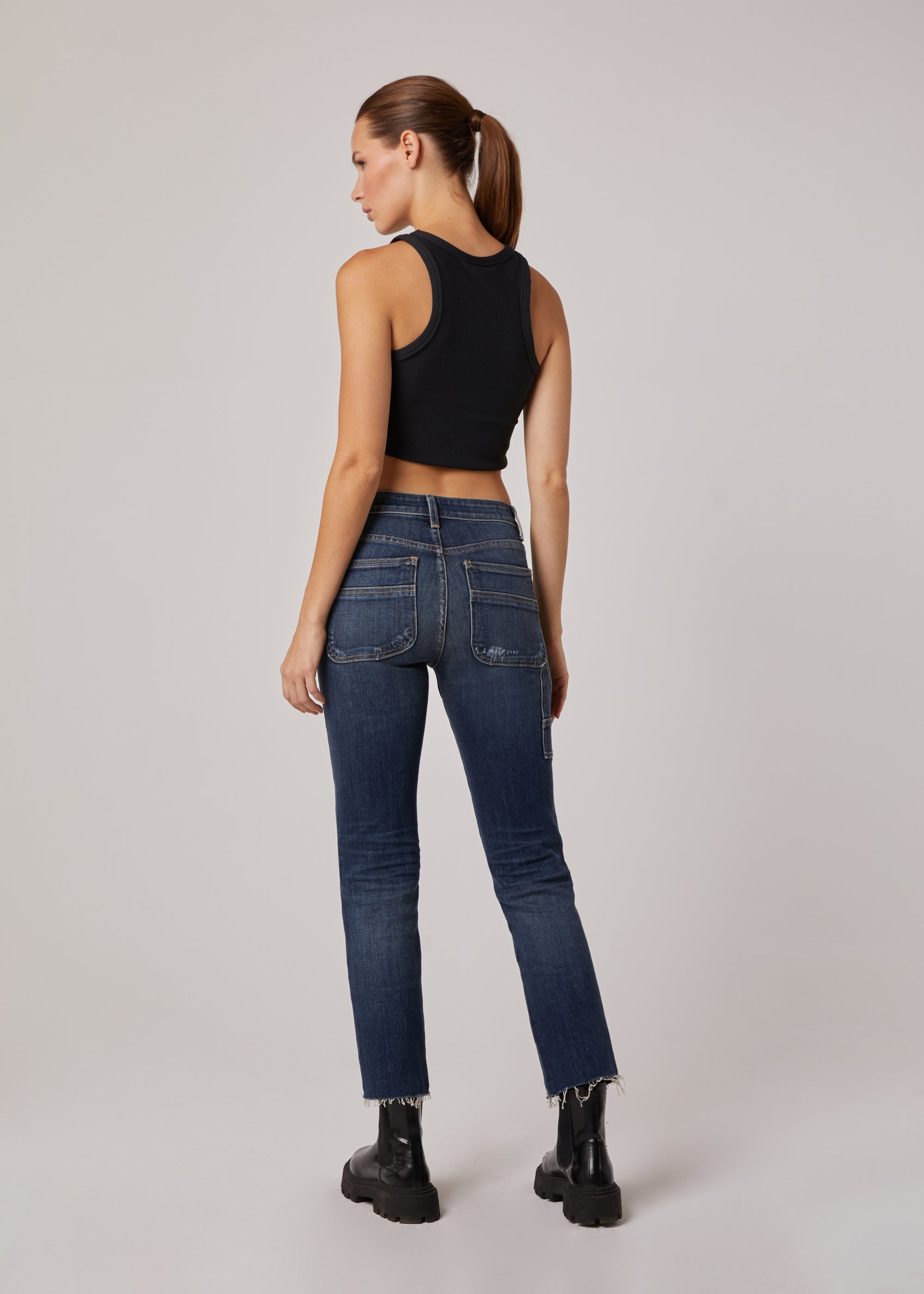 Edyson - Charlie High Rise Utility Straight Jeans - Dark Newbury -