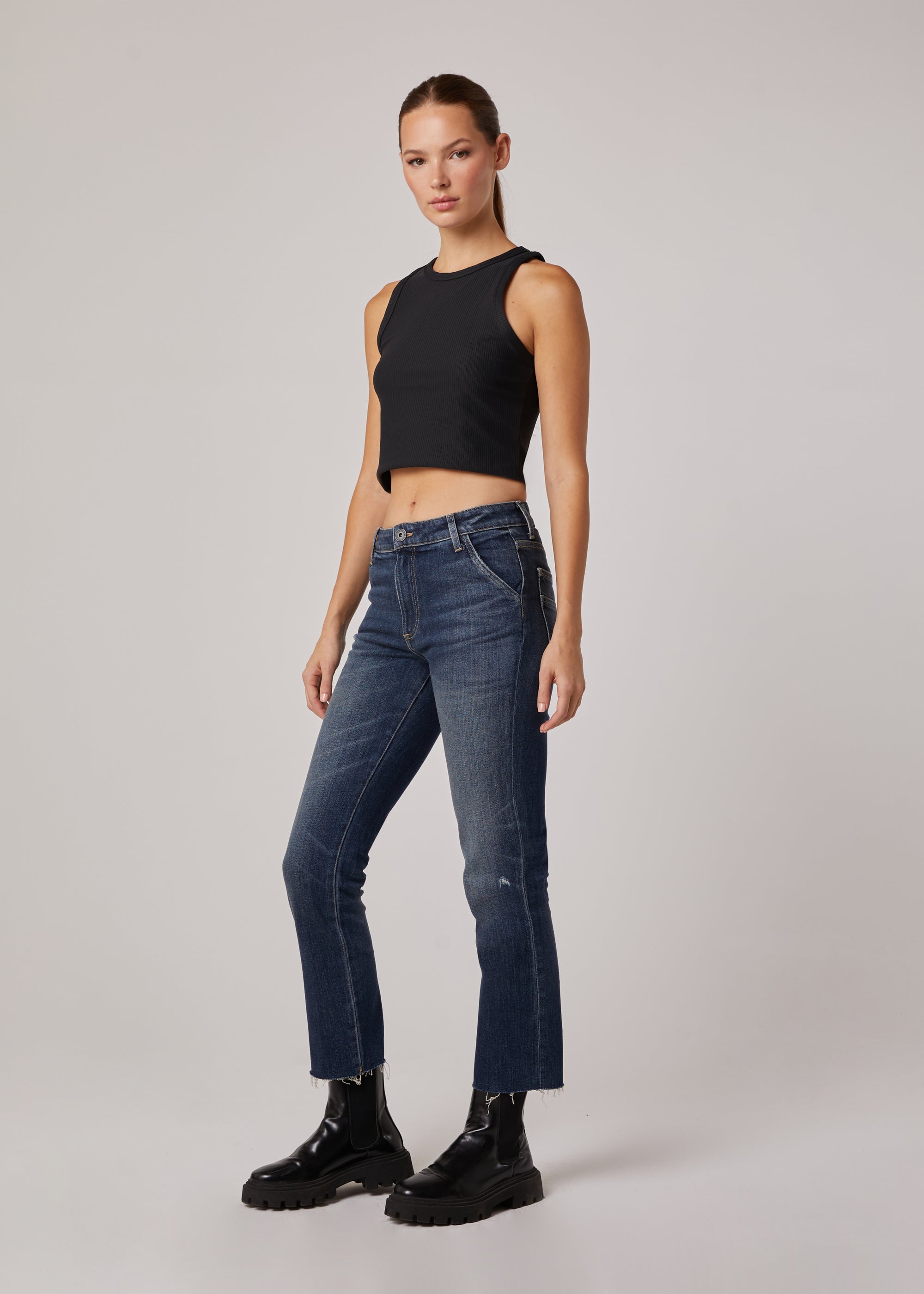 Edyson - Charlie High Rise Utility Straight Jeans - Dark Newbury -