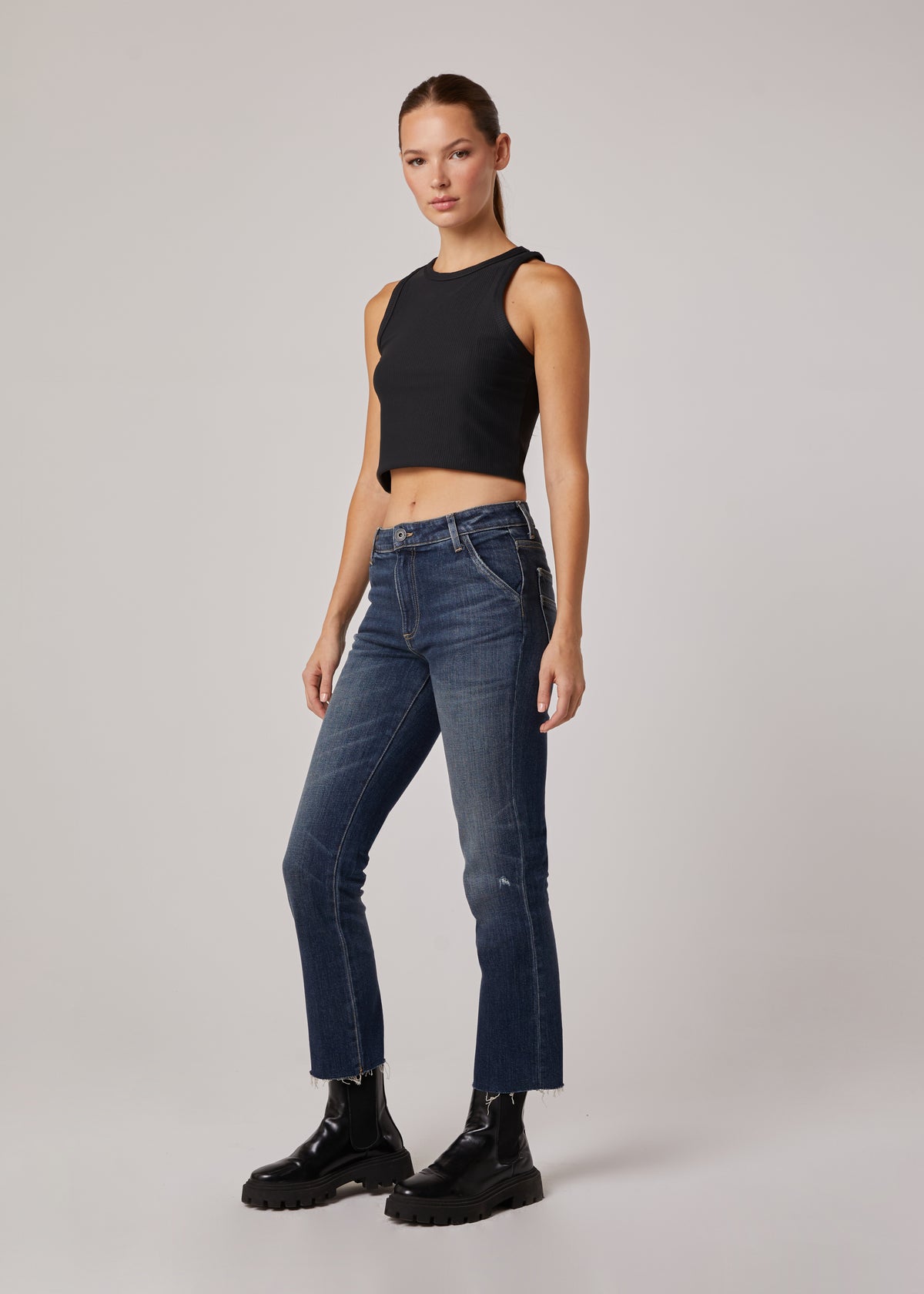Edyson - Charlie High Rise Utility Straight Jeans - Dark Newbury -