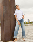 Edyson - Conrad High Rise Cuffed Wide Leg Jeans - Medium Hobart -