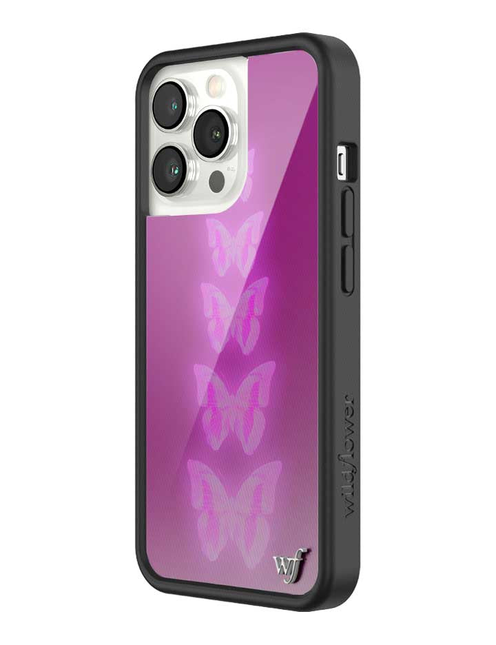 Wildflower iPhone case 13 Pro Neon Butterfly Plum Pink Cute