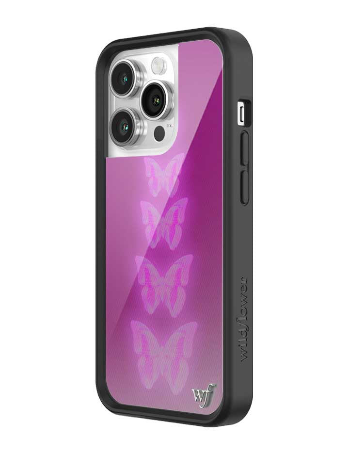 Wildflower iPhone case 14 Pro Neon Butterfly Plum Pink Cute