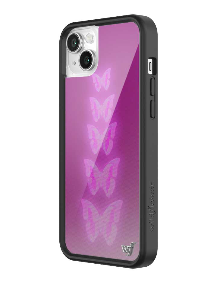 Wildflower iPhone case 14 Plus Neon Butterfly Plum Pink Cute