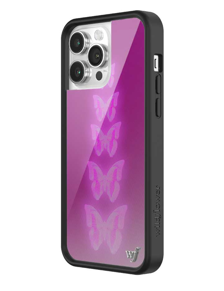 Wildflower iPhone case 14 Pro Max Neon Butterfly Plum Pink Cute
