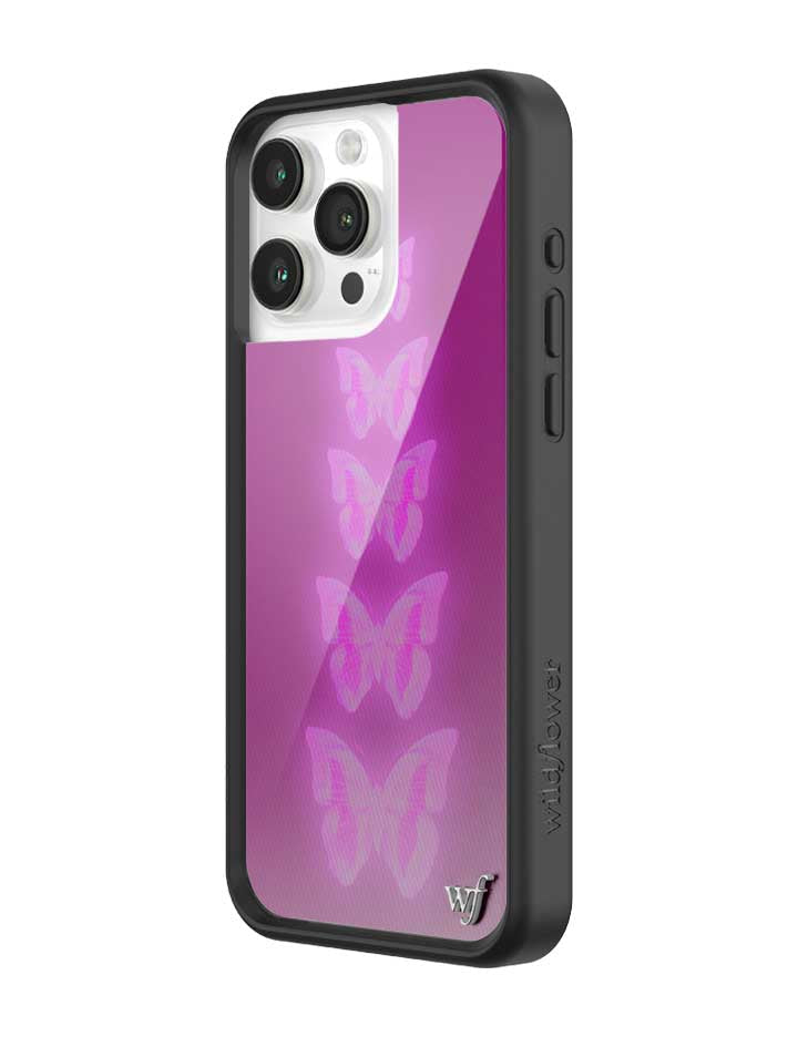 Wildflower iPhone case 15 Pro Max Neon Butterfly Plum Pink Cute