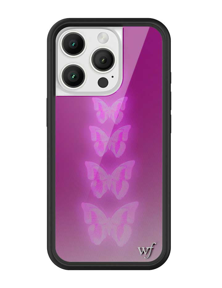 Wildflower iPhone case 16 Pro Neon Butterfly Plum Pink Cute
