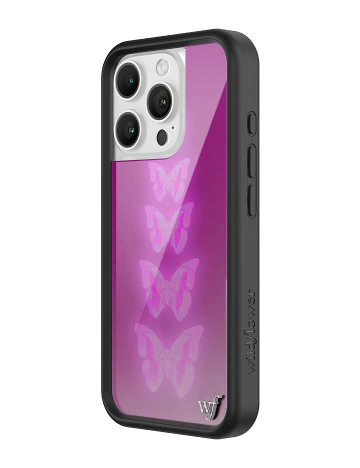Wildflower iPhone case 16 Pro Neon Butterfly Plum Pink Cute