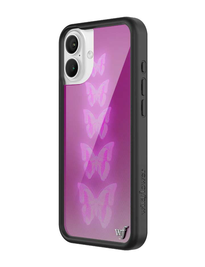 Wildflower iPhone case 16 Plus Neon Butterfly Plum Pink Cute