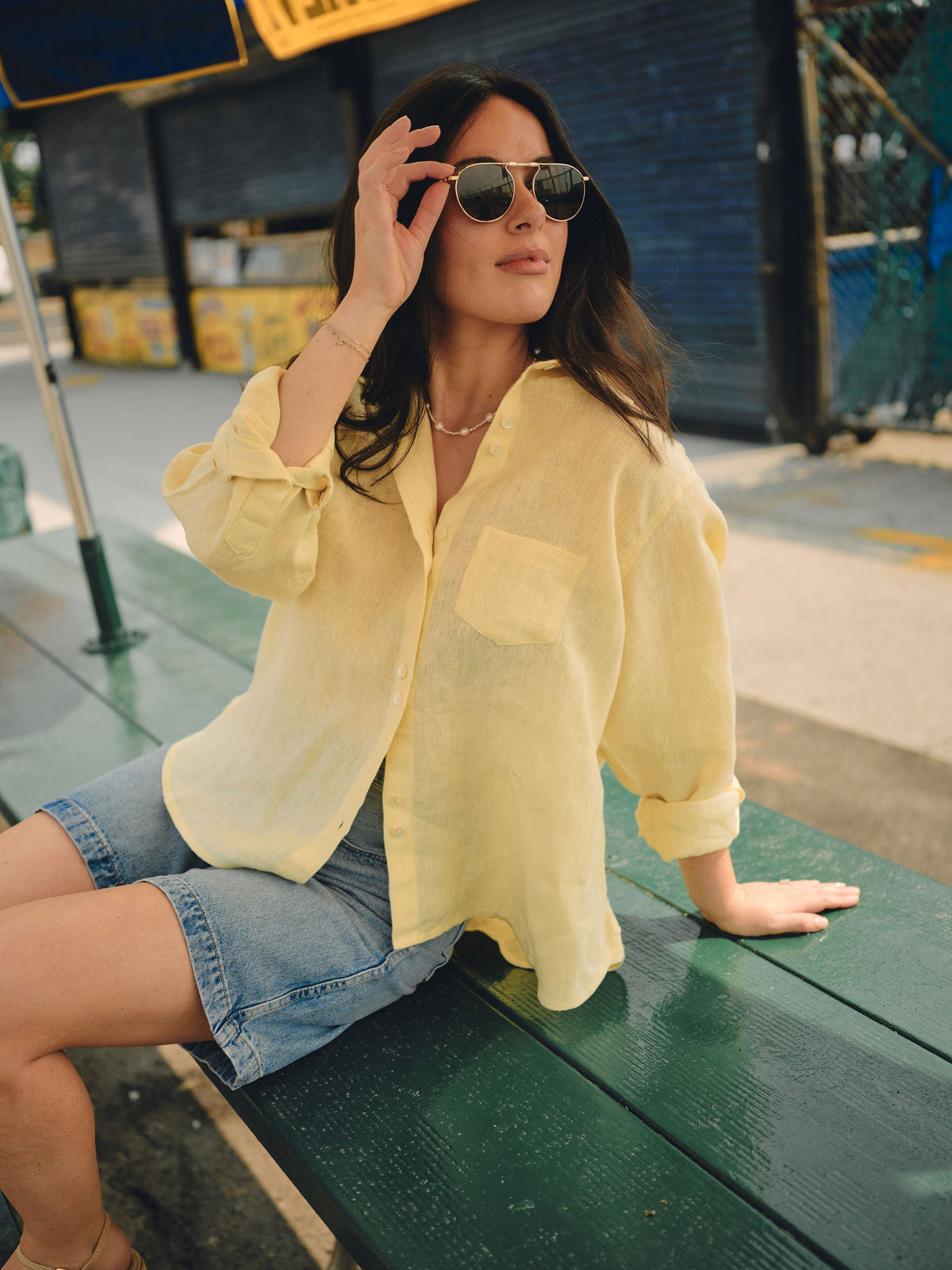 Nelle Atelier - The Chacha Petite Oversized Button Down Shirt - Butter -