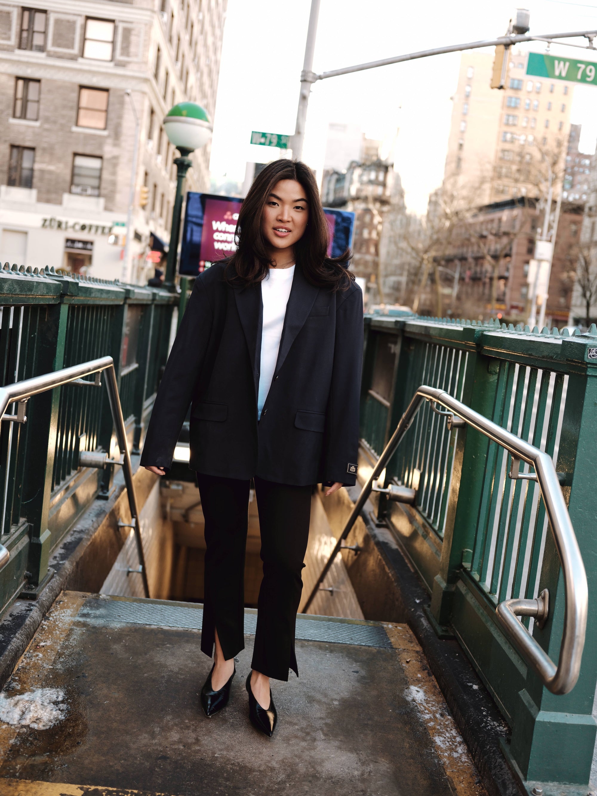 Nelle Atelier - The Phillip Petite High Waisted Slit Pant - Onyx -