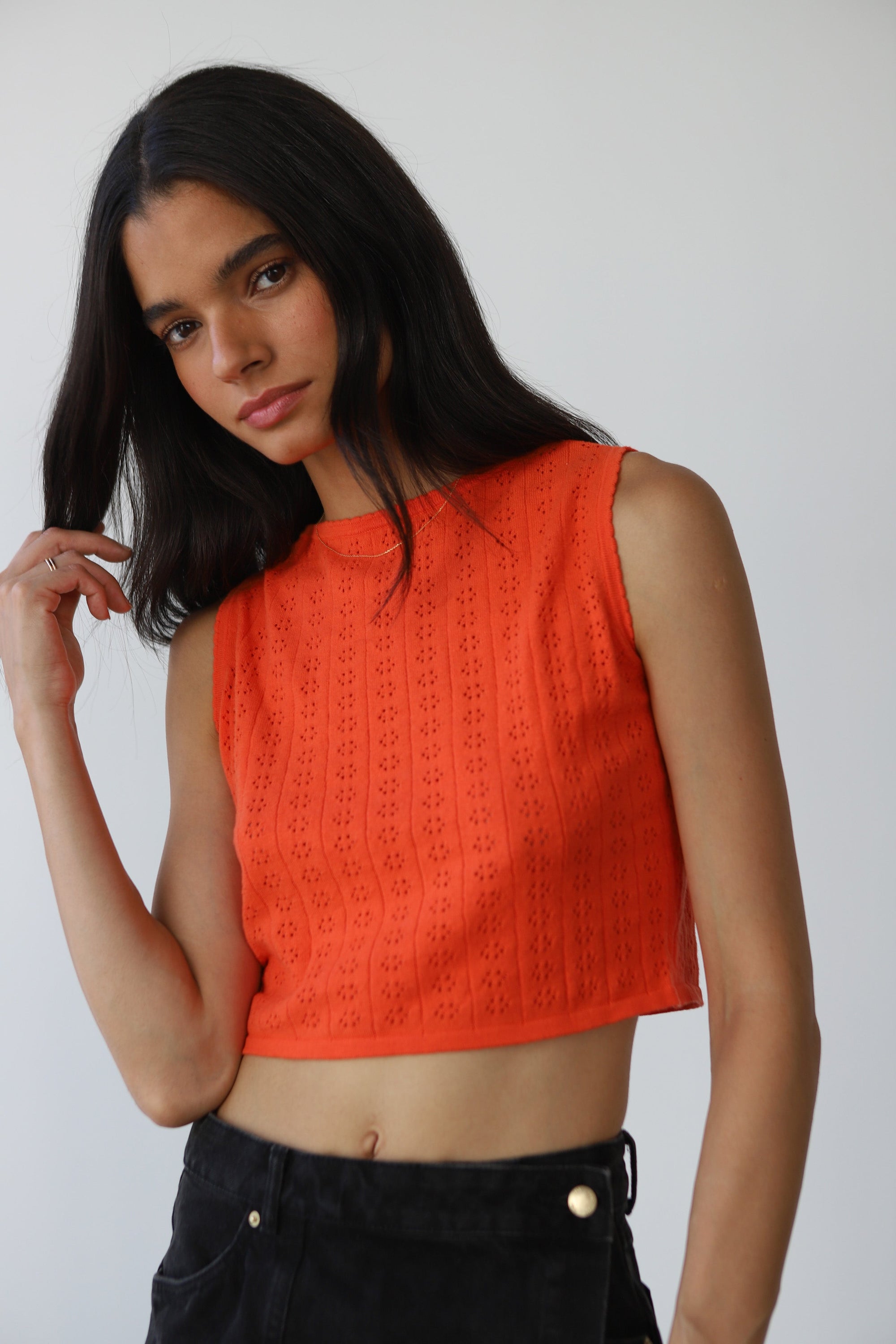 Callahan Knitwear - Nerissa Pointelle Tank - Poppy -
