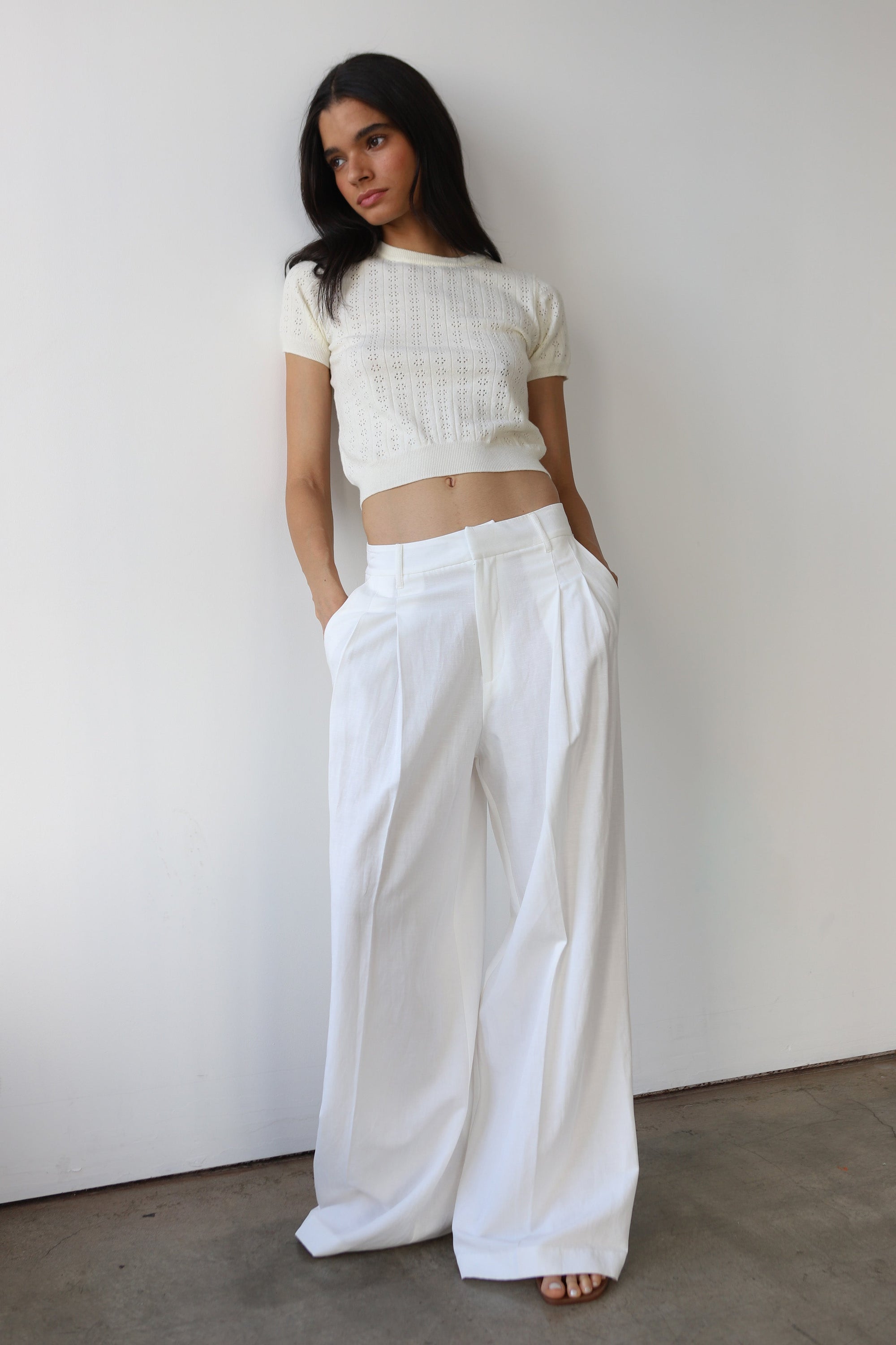 Callahan Knitwear - Nerissa Pointelle Tee - Creme -