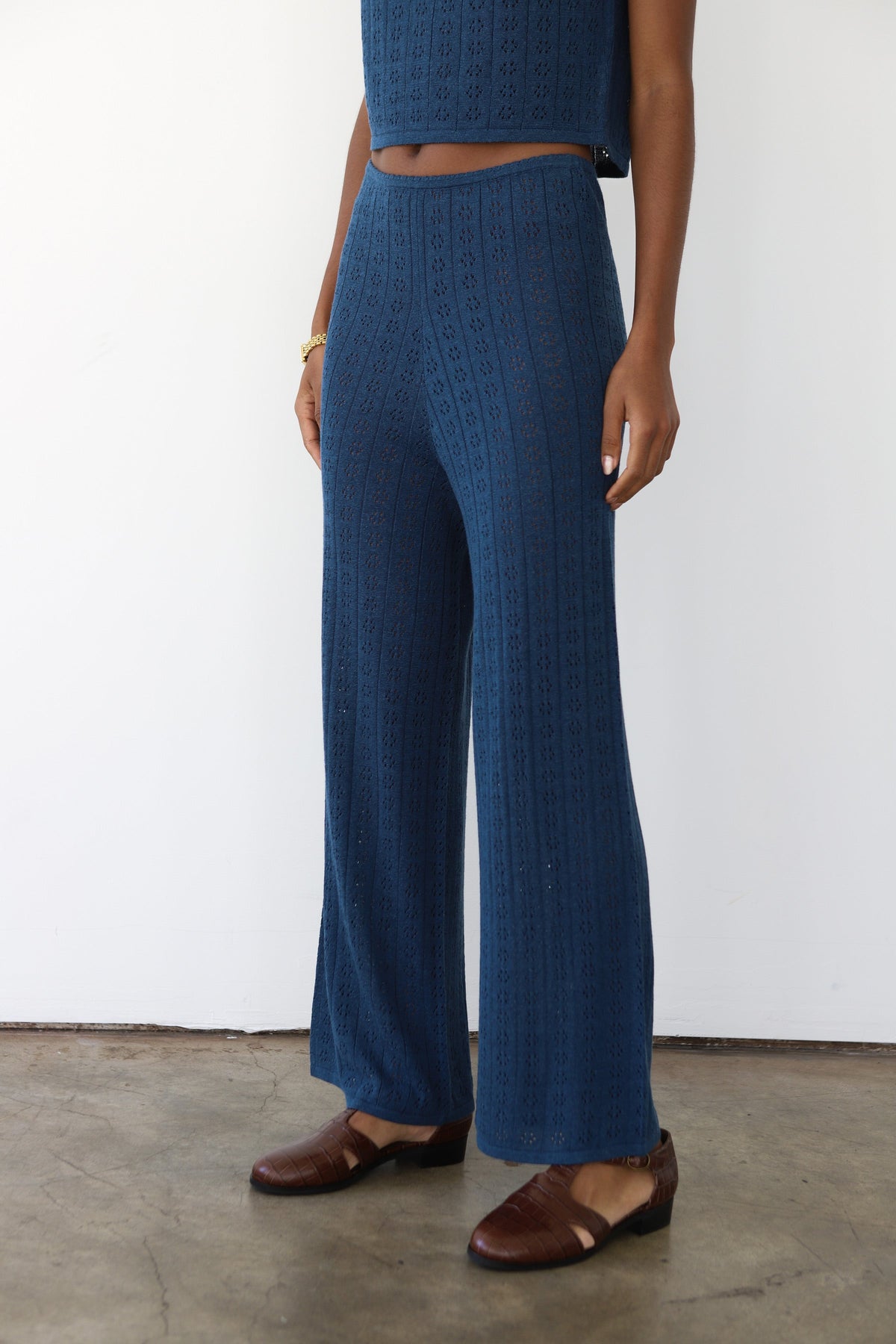 Callahan Knitwear - Nerissa Pointelle Pant - Navy -
