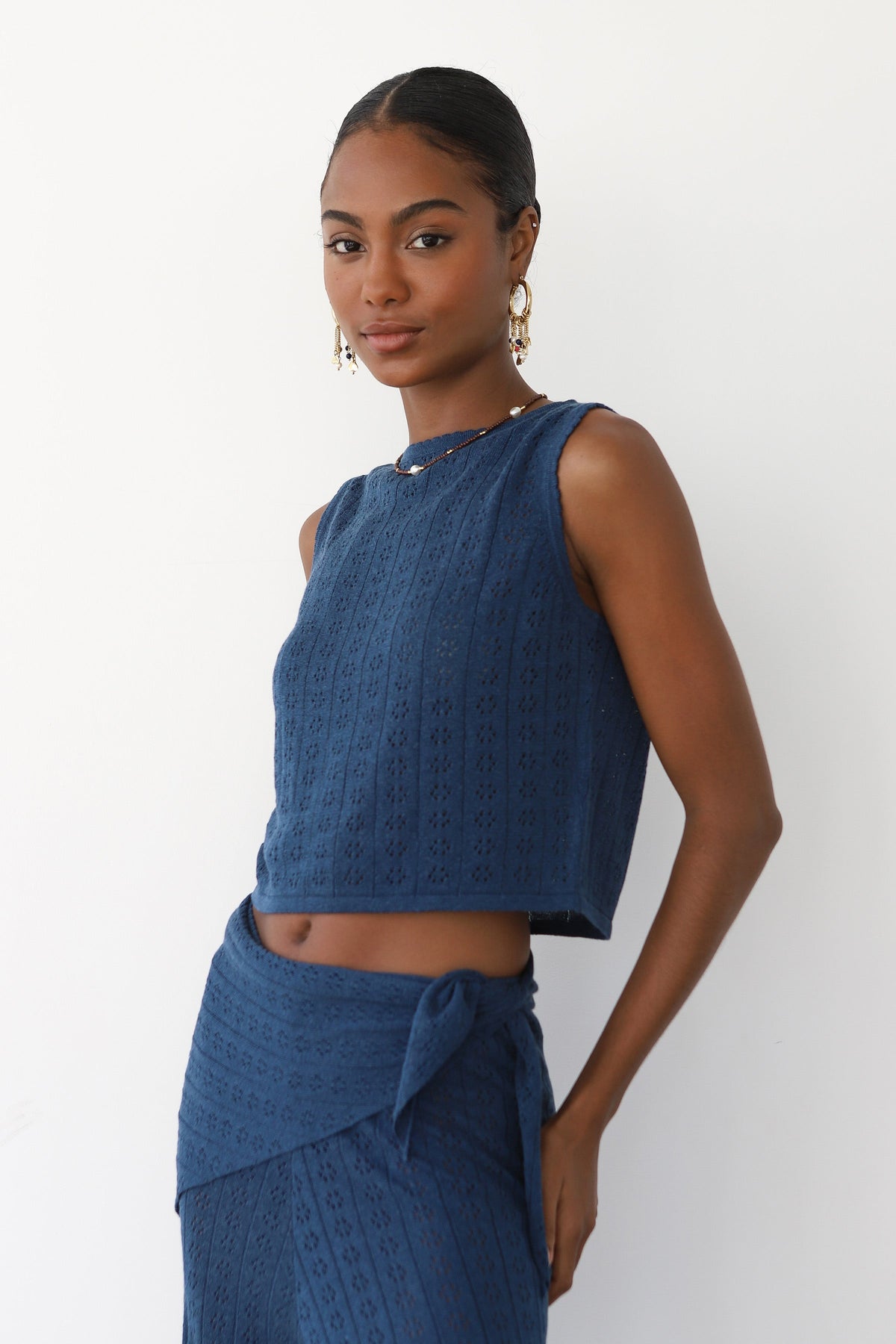Callahan Knitwear - Nerissa Pointelle Pant - Navy -