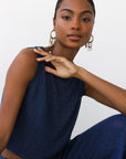 Nerissa Pointelle Tank - Navy