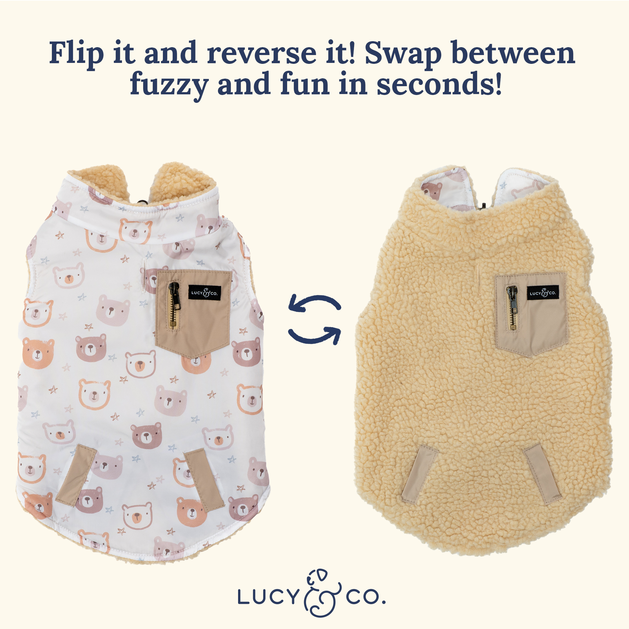 Lucy & Co. - Reversible Teddy Vest - Unbearably Cute -