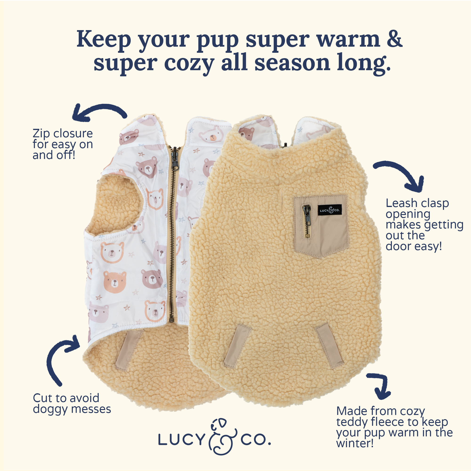 Lucy & Co. - Reversible Teddy Vest - Unbearably Cute -