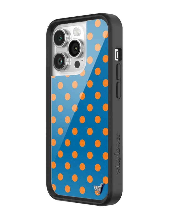 Wildflower iPhone case 14 Pro Polka Dot | Blue and Orange Cute