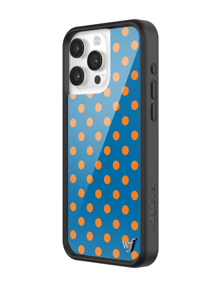 Wildflower iPhone case 15 Pro Max Polka Dot | Blue and Orange Cute
