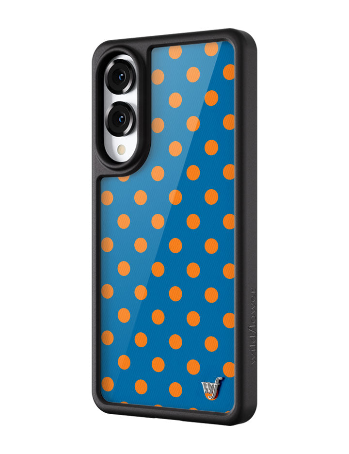 Wildflower Galaxy S25 case Edge Polka Dot Blue and Orange Cute