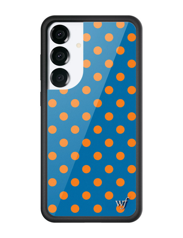 Wildflower Galaxy S25 case Plus Polka Dot Blue and Orange Cute