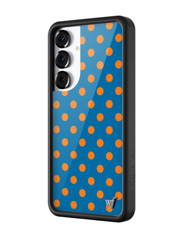 Wildflower Galaxy S25 case Plus Polka Dot Blue and Orange Cute