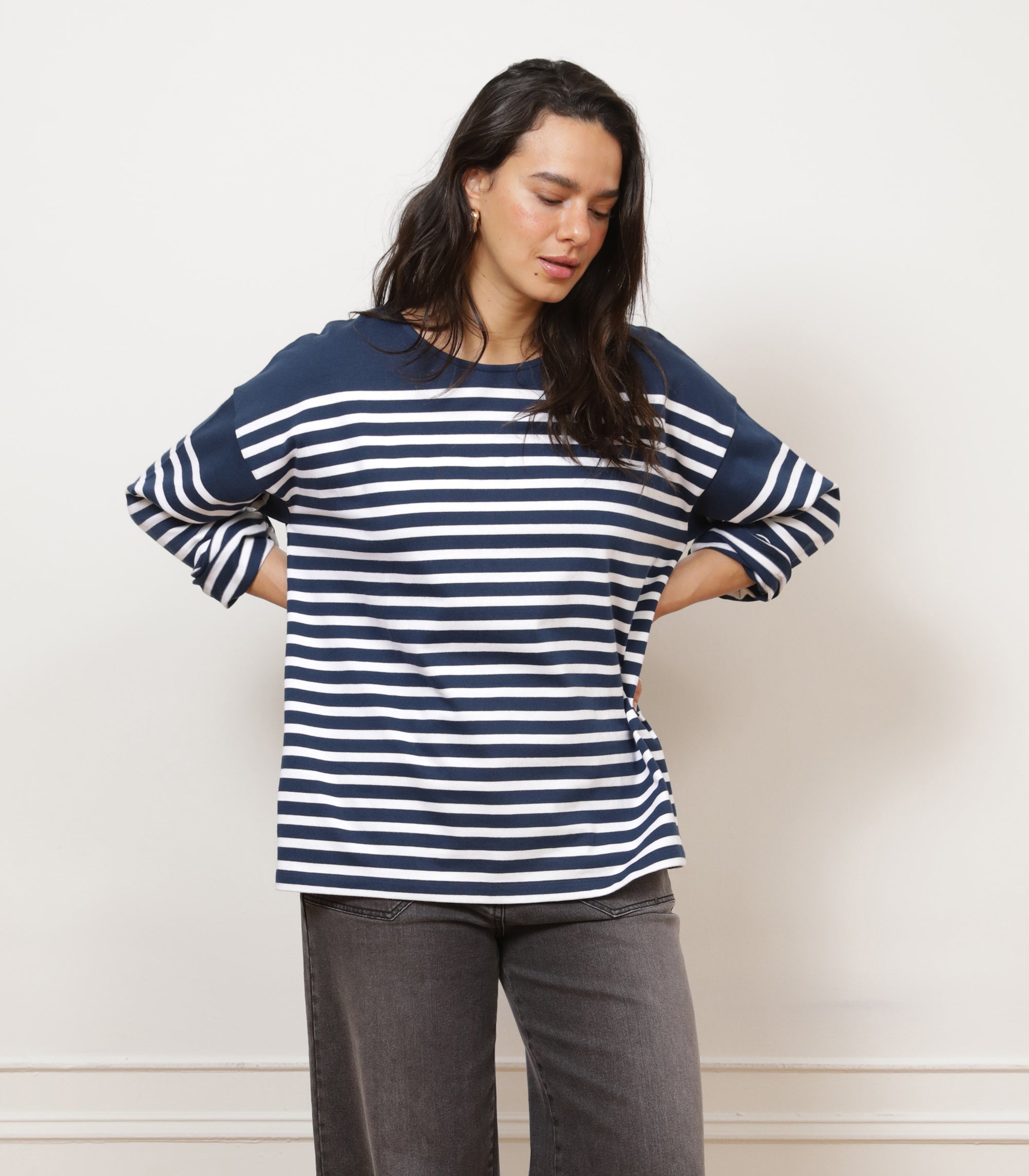 Loup - Marianne Stripe Breton Tee - Midnight -