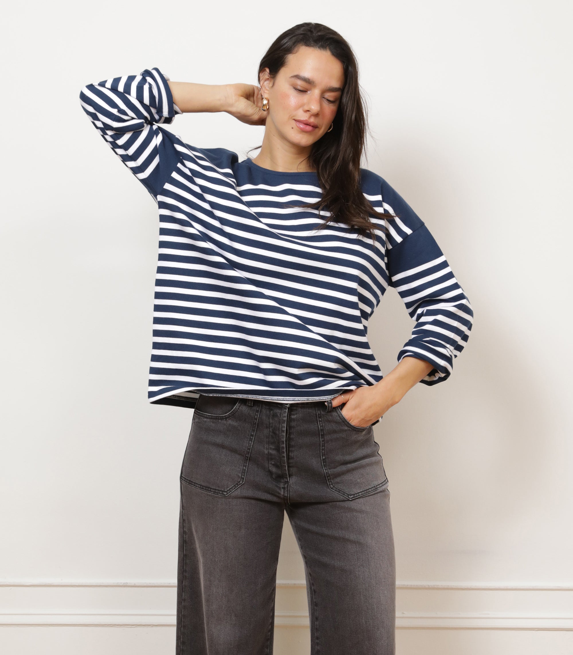 Loup - Marianne Stripe Breton Tee - Midnight -