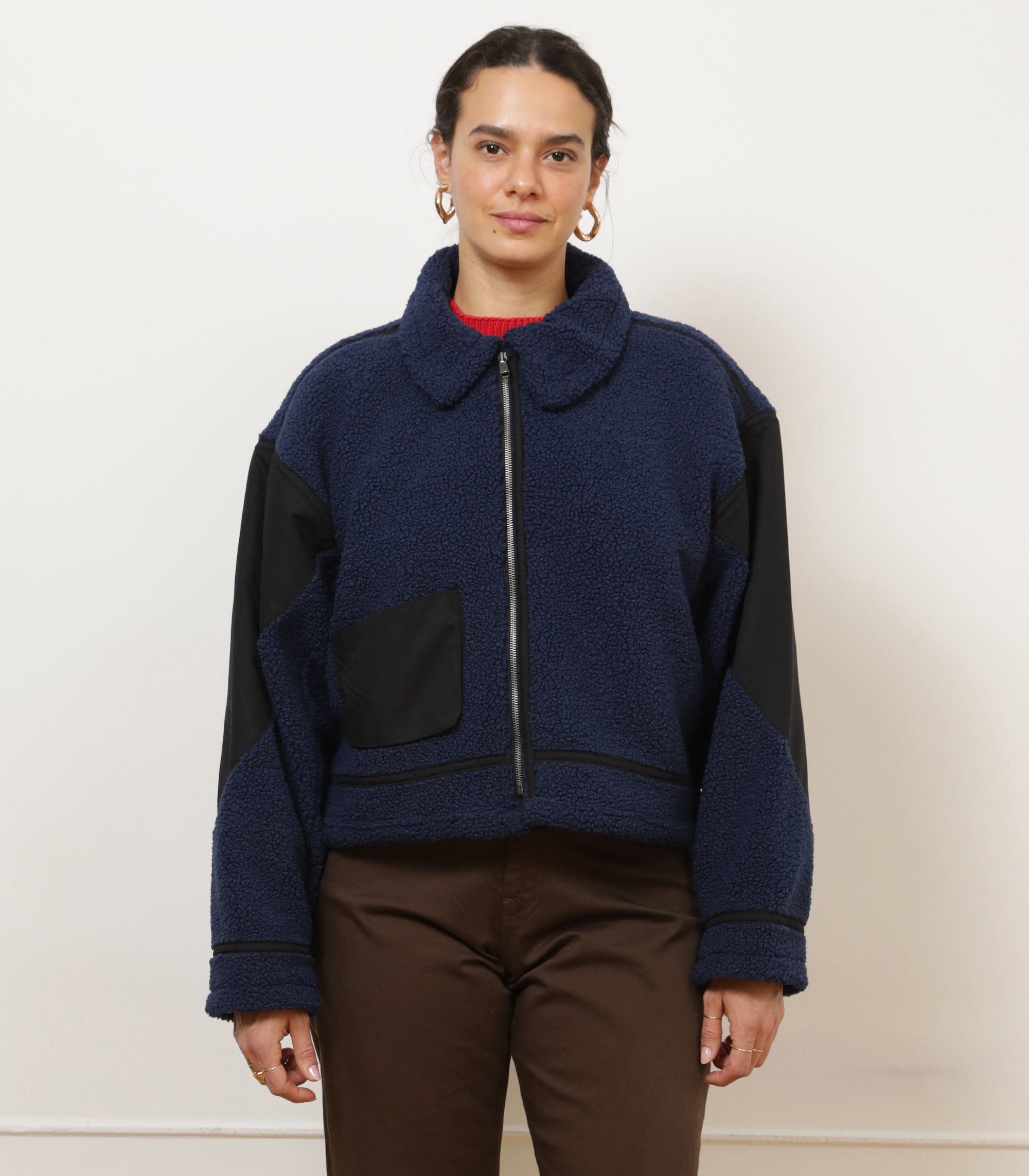 Loup - Vanessa Shearling Bomber Jacket - Navy -