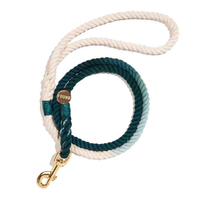 Found My Animal - Marine Green Cotton 5 ft Rope Dog Leash -